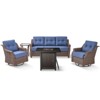 Buenhomino 5 Piece Outdoor Patio Furniture Set with 50000 BTU Propane Fire Pit Table, Deep Seating Wicker Swivel Rocker Chairs Patio Conversation Set - 2 of 4
