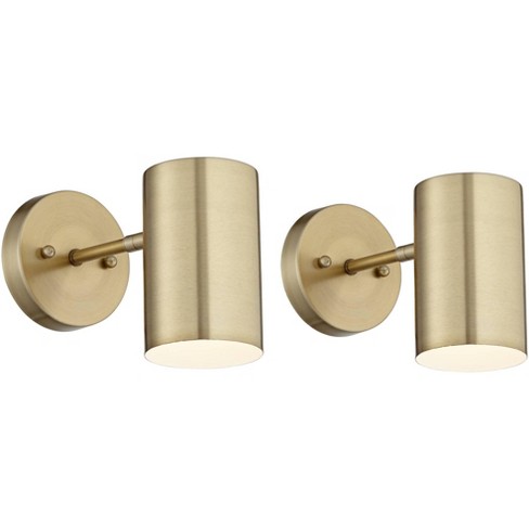 360 Lighting Modern Wall Lamps Set Of 2 Polished Brass Hardwired 5