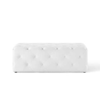 48" Amour Tufted Button Entryway Faux Leather Bench White - Modway