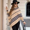 Women's Sweater Irregular Stripes Half-High Collar Bat Sleeve Pullover Knitted Cardigan Fashion Shawl Cape - 4 of 4