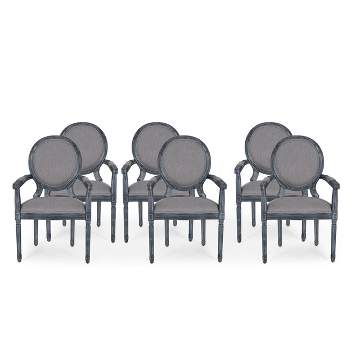 Set of 6 Judith French Country Wood Upholstered Dining Chairs - Christopher Knight Home