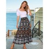 INSPIRE CHIC Women's Floral Skirts High Waist A Line Boho Maxi Skirt - 3 of 4
