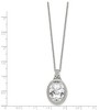 Chisel Stainless Steel Brushed and Polished Crystal Oval Pendant on an 18" Cable Chain Necklace - 4 of 4