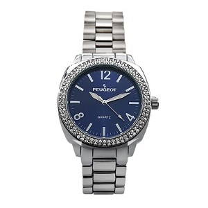 Peugeot Women's 40mm Blue Face Boyfriend Bracelet Watch with Crystal Bezel - 1 of 3