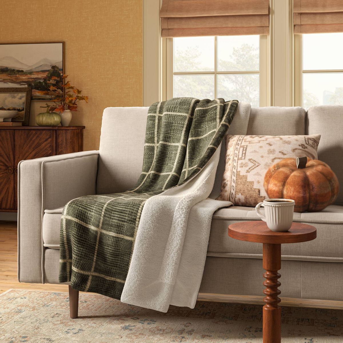 Printed Plush Throw Blanket with Faux Shearling Reverse - Threshold™ - thumbnail 8
