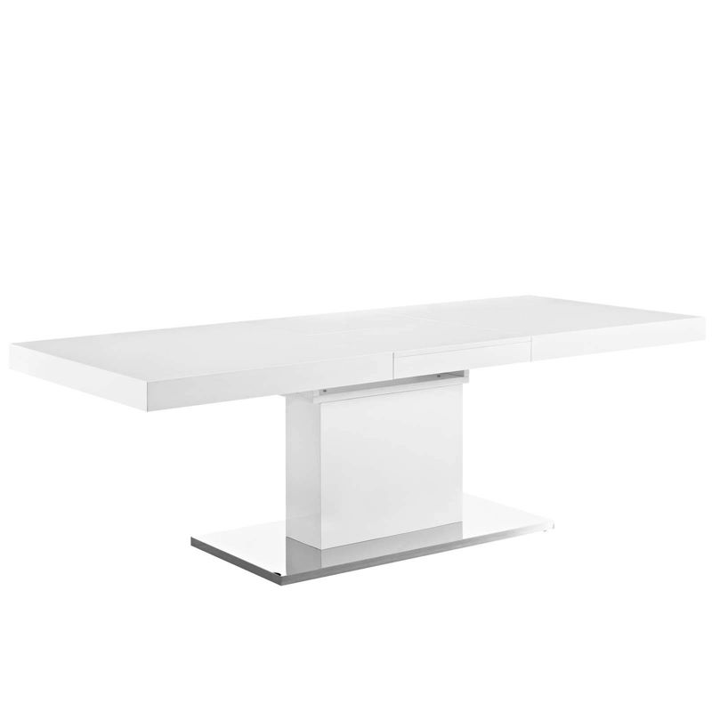 Vector Extendable Dining Table White Silver - Modway, 1 of 9