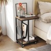Tangkula 2-tier Side Table C-shaped Bedside Table with Storage Pocket Lockable Casters - 4 of 4
