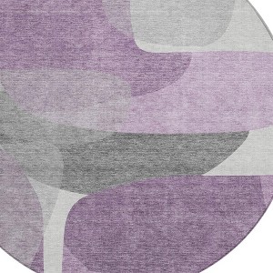 HomeRoots 8' Purple And Gray Round Abstract Washable Indoor Outdoor Area Rug - 1 of 4