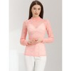 INSPIRE CHIC Women's See-Through Stretch Smocked High-Neck Long-Sleeve Lace Floral Blouse - 2 of 4