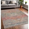 Blue Orange And Pink Oriental Hand Woven Area Rug With Fringe - 2 of 4