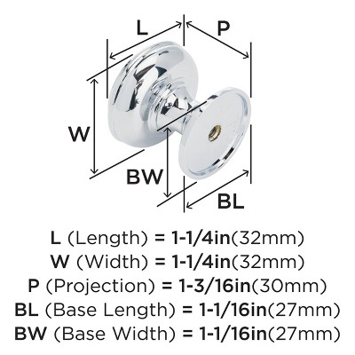 Polished Chrome Round Cabinet Knob with Mounting Hardware