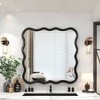 FURNIinspire Decorative Wall Mirrors Solid Wood Wavy Square Mirror, Modern Mirror Wall Decor For Bathroom, Bedroom, Living Room, Black, 35.8"*35.8" - 2 of 4