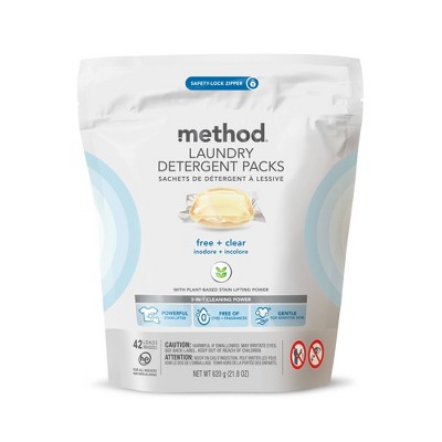 Image of Method Free + Clear Laundry Detergent Packs - 42ct/21.8oz