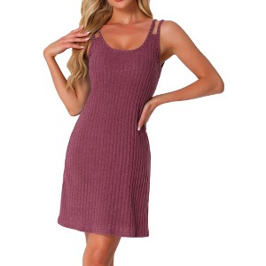 INSPIRE CHIC Women's Sleeveless Round Neck Ribbed Knit Night Shirt Chemise Nightgowns - 1 of 4