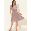 Allegra K Women's Floral Ruffle Neck Smocked Waist Short Sleeve Sundress - 2 of 4