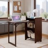 Mlmh & Kngwa 39.4" W Space-Saving Design Folding Desk, Bamboo Computer Desk with Hidden Storage - 2 of 4