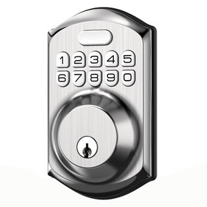 Itopfox Keyless Entry Door Lock with Keypad - Smart Deadbolt Lock for Front Door with Keys - Auto Lock - Easy Installation - Satin Nickel - 1 of 4