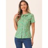 INSPIRE CHIC Women's Summer Peter Pan Collar Button Front Vintage Floral Print Blouse - 2 of 4
