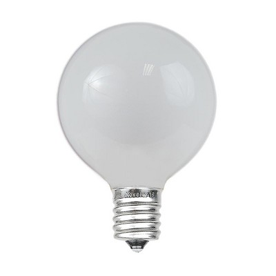 Frosted White G40 Globe Dimmable Outdoor String Light Bulbs, 25-Pack