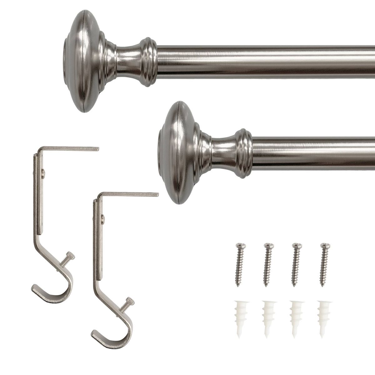 Drapery Single Rod Set Finials Traditional Brushed Nickel - Lumi Home Furnishings - thumbnail 8