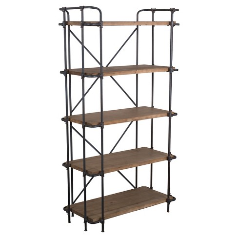 Yorktown 66 75 5 Shelf Industrial Bookcase Brown Christopher Knight Home Target