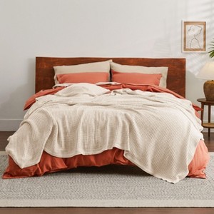 Bedsure | Waffle Weave 100% Cotton Solid Blanket For All Season, Breathable and Soft, Waffle Weave Blanket for Summer Spring, Bed Blanket, Best Gift - 1 of 4