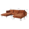 Velvet Modular Sectional Sofa with Chaise,111" Modern U-Shaped Couch for Living Room,8" High Metal Legs, Easy to Clean, Orange - 3 of 4