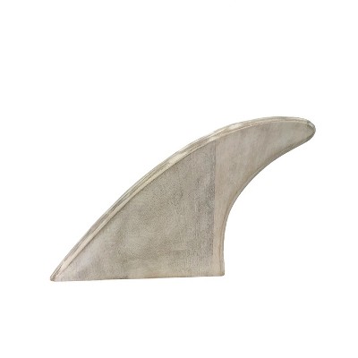 Beachcombers 6" x 10" Wood White Washed Decorative Surf Board Fin Figurine
