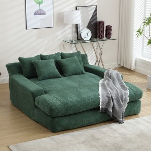 MOONMISS Chenille 2-seater lazy sofa With 5 back pillows,Comfy Sofa- Deep Seat Couch for Living Room,Club - 1 of 4