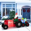 Tangkula 9FT Long Christmas Inflatable Truck w/ Santa Claus & Gifts Lighted Decoration Blow Up Santa On Truck Carrying Presents w/ Bright LED Lights - 3 of 4