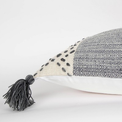 Eco-Friendly Square Poly-Filled Throw Pillow with Color Block Design