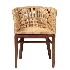 bali & pari Papua Dining Chair: Acacia Frame, Woven Rattan, Bohemian Design, Assembly Required - 1 of 4