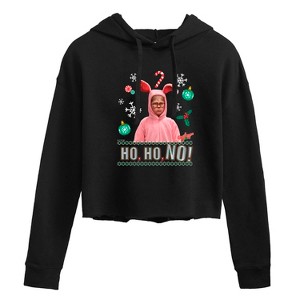Women's - A Christmas Story - Ho Ho No Pink Bunny Suit Cropped Graphic Hoodie - 1 of 4