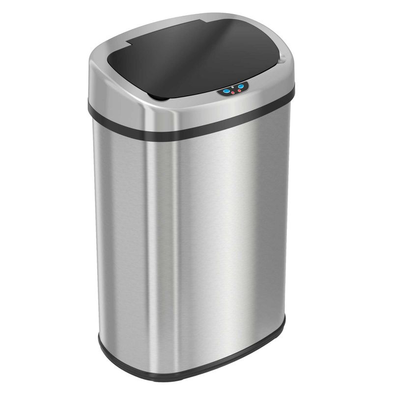iTouchless Sensor Kitchen Trash Can with AbsorbX Odor Filter 13 Gallon Silver Stainless Steel, 1 of 7