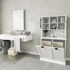 Sevobal Bathroom Storage Cabinets, Double Door Lockers with Inner Adjustable Shelf and Open Storage Shelf for Bathroom, White, 32.68"*14.57"*59.69" - 2 of 4