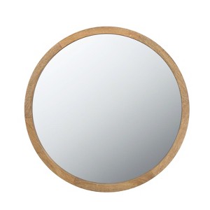 SEVOBAL Bathroom Vanity Mirrors Shatter Proof Circle Wall Mirror Wooden Frame Reflective Surface Crystal Clear Imaging, Brown, 19.7"*0.8"*19.7" - 1 of 4