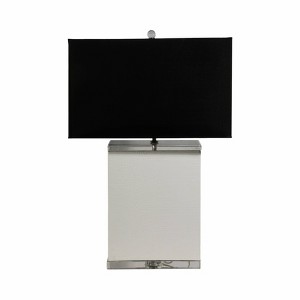 SAGEBROOK HOME 29" Crystal Table Lamp White/Black: UL Listed, Polyester Shade, E26 Socket - 1 of 4