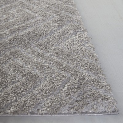 Gray Geometric Shag Area Rug, 8' x 10', Synthetic