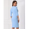 INSPIRE CHIC Women's 3/4 Sleeve Bodycon Round Neck Wrap Wear to Work Church Pencil Midi Dress - 3 of 4