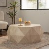 Modern Octagon Coffee Table with Fir Wood Top, No-Assembly Accent Center Table with Wood Grain Finish for Living Room or Apartment–The Pop Home - 2 of 4