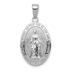 Black Bow Jewelry 14k White Gold Solid Polished Oval Miraculous Medal Pendant - 1 of 4