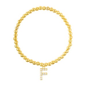 Adornia 14k Gold Plated Stretch Bead Bracelet with Pearl Letter - 1 of 3