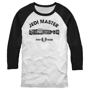 Men's Star Wars Distressed Jedi Master Lightsaber Baseball Tee - 1 of 4
