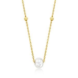 Pure Collection by Ross-Simons 4-5mm Cultured Pearl Station Necklace in 14kt Yellow Gold Size 16 - 1 of 4