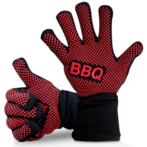 Nutrichef Extreme Heat Resistant Grill Gloves - 14'' Food Grade Kitchen  Oven Mitts, Silicone Non-slip Cooking Gloves For Barbecue (pair) : Target