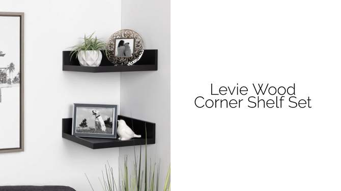 2pc Levie Floating Corner Wood Wall Shelf Set Walnut Brown - Kate &#38; Laurel All Things Decor, 2 of 6, play video