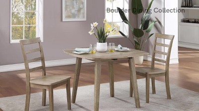 Barnwood Wire-Brush Compact 5-Piece Dining Set with Ladderback Chairs