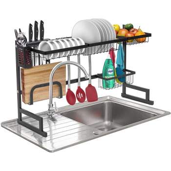 Sorbus Over-The-Sink Dish Drying Display Rack Stand with Utensil Holder Hooks for Kitchen Counter Storage for Dishes, Utensils, etc