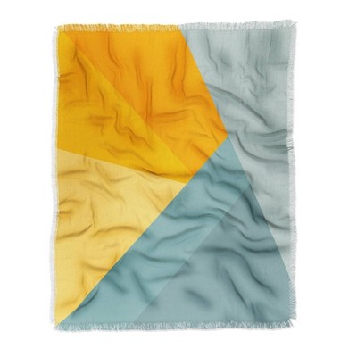 50"x60" June Journal Sunset Triangle Color Block Woven Throw Blanket Orange - Deny Designs