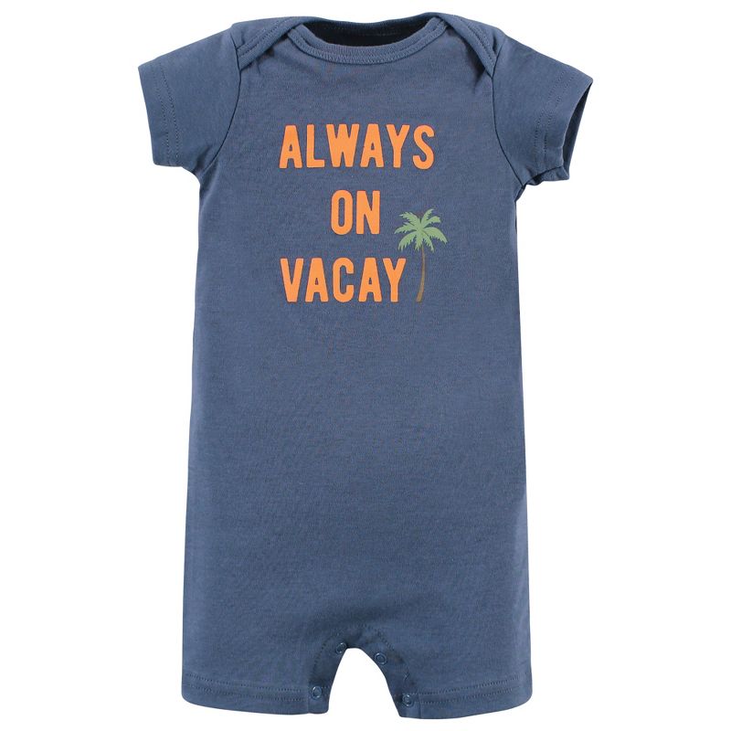 Hudson Baby Infant Boy Cotton Rompers, Vacay, 3 of 6
